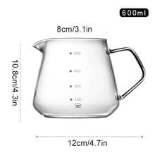Jarra de café de vidrio de 450/600 ml, taza de filtro para compartir café hecho a mano, juego de cafetera de nube para el hogar, hotel, cafetería, cocina O9UV - Transparente 600 ml - Ver 1