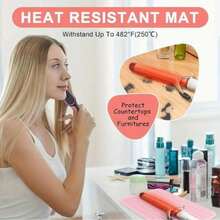 1/2 件装便携式硅胶隔热垫，直发器/卷发棒隔热垫，防滑隔热垫，旅行造型工具，美发工具旅行收纳盒 - 隔热垫，直发器垫和卷发器保护垫