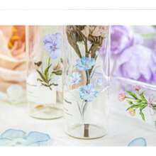 コラージュ素材 シール フレーク 透明 花々 透かし彫り 防水 レトロ PET コラージュDIY 手作り 素材紙 紙もの パック シールシート 手帳デコ 付箋 飾り かわいい おしゃれ 日記デコレーション 40枚セット 花々/青 - 花々/青 - チェックする 5