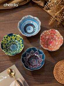 choxila 1 Peça Pratos Pequenos Redondos de Cerâmica, Pratos de Jantar Estilo Boêmio, Pratos de Alta Qualidade e Elegantes, Pratos para Lanche de Chá da Tarde, Pratos para Molho de Tomate, Pratos para Temperos Domésticos, Pratos para Molho de Mergulho, Pratos para Molho de Soja, Pratos para Acompanhamentos, Utensílios de Mesa Práticos de Pratos Pequenos para Festas - placa - Visão 2