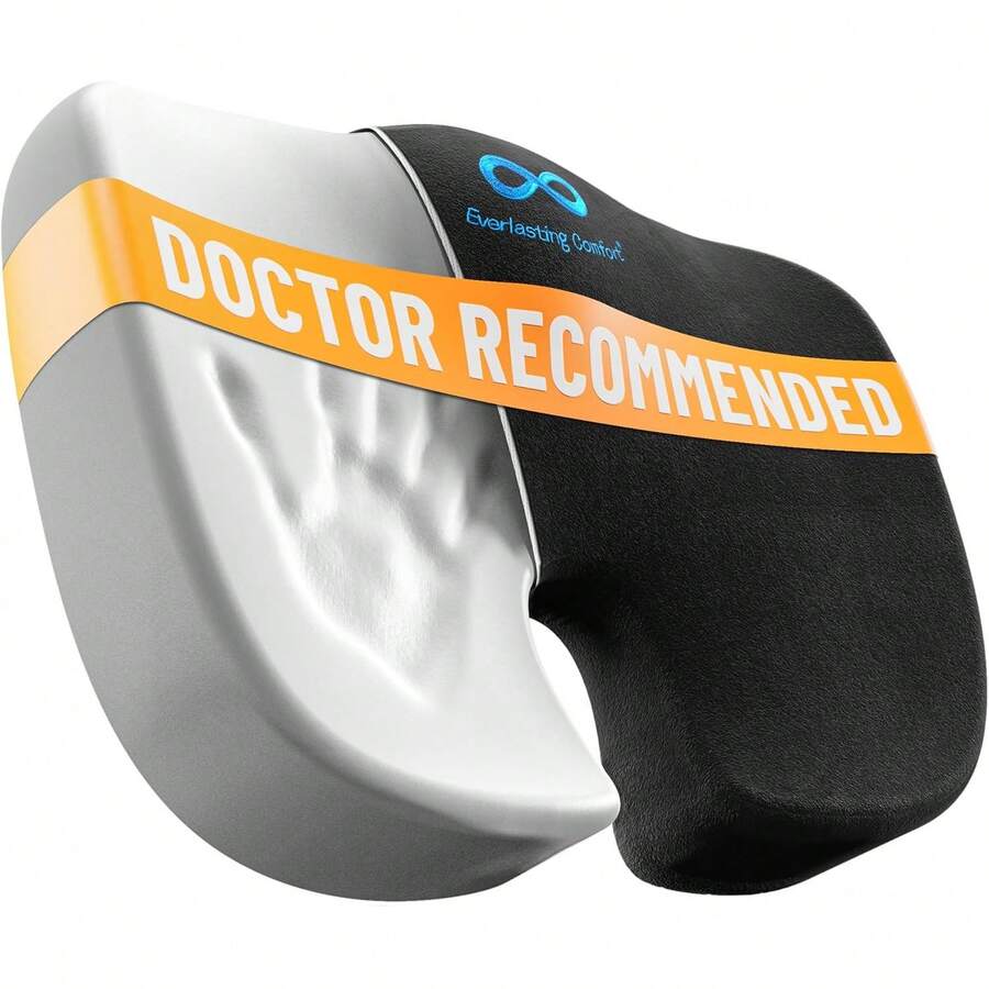 Doctor Recommended Foam Cushion Office Chairs & Car - Ergonomic Office Desk Accessories - Cushions Tailbone Pain Relief, Sciatica (Black Upgraded, Large) - 03. 黑色冷卻凝膠 - 查看 1