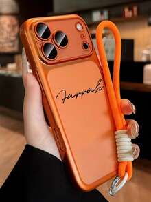 定制姓名首字母手机壳，经典配色可选，兼容 17/16/15/14/13/12 Pro Max 系列，全镜头保护，PC 材质，兼容 17 Pro Max，圣诞节、周年纪念日、生日的完美礼物，可爱手机壳 - 橘色 - 查看 5