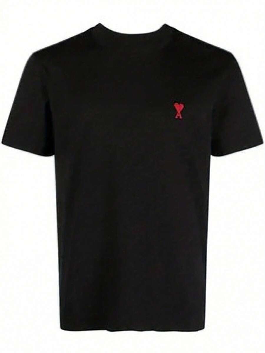 Plus Size Graphic Print T-Shirt - White & Black Casual Short Sleeve O-Neck Cotton Tee For Men & Women, Regular Fit, All-Season Comfort, Luxury Brand Unisex Style, Everyday Comfort, Minimalist Design, Durable Material, Stylish Tshirt, Fashion Lovers - 黑色 - 查看 1