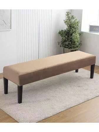 Silver Fox Plush Bench Cover Set, Includes Belt, Rope And Elastic Full Set Of Accessories, Suitable For Piano Bench, Stool, Dust-Proof And Wear-Resistant, Shopping Mall Shoe Bench Cover, Furniture, Piano Bench Cover, Simple And Casual