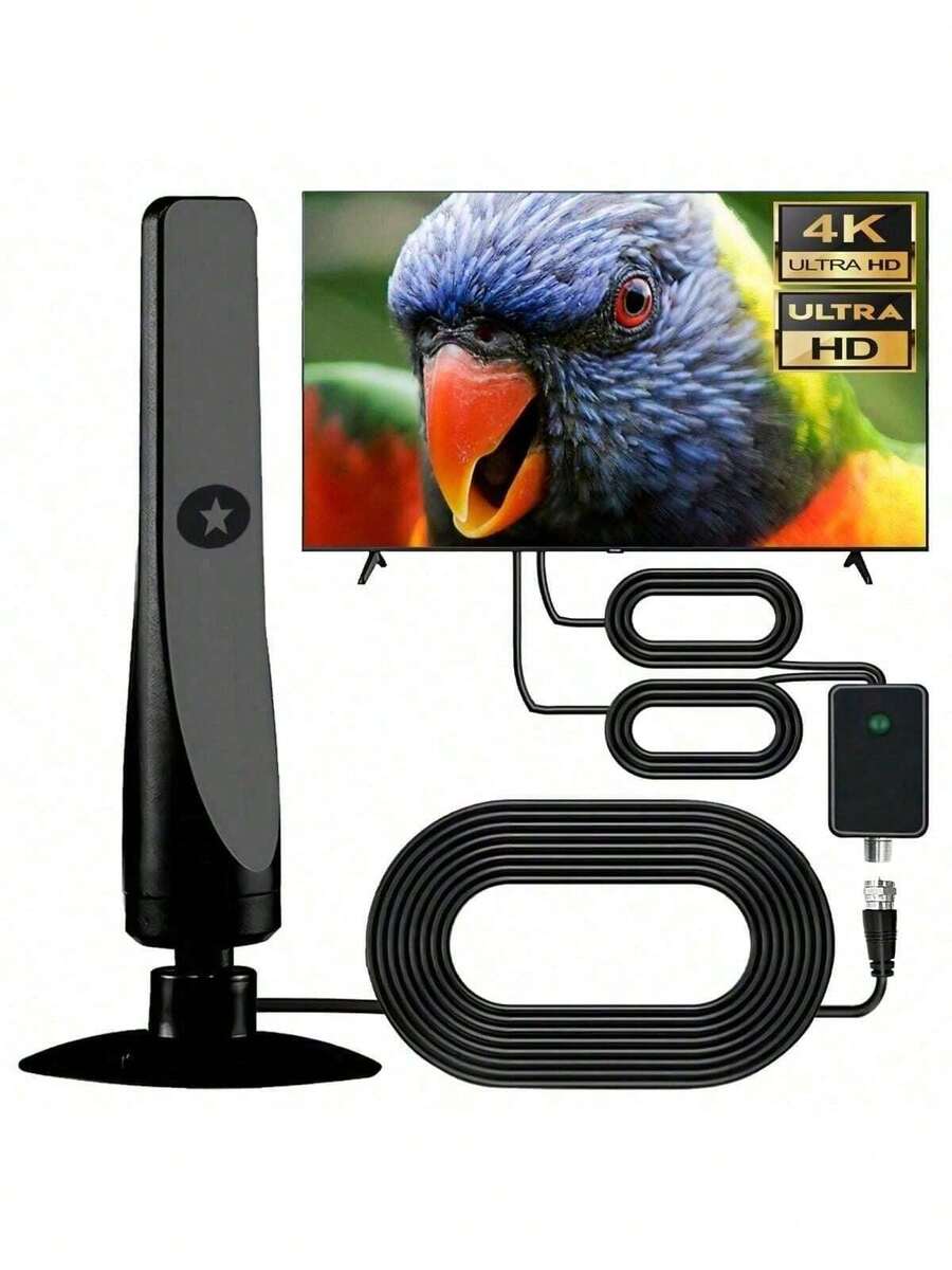 250英里以上范围室内电视天线，数字高清电视放大器天线，带16.5英尺同轴高清电视电缆，4K 1080P天线电视接收器（无记忆或系统）