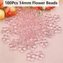 100Pcs 14mm Multicolor Spacer Loose Beads With Hole Flower Shape Handmade Material - 100 hạt cánh hoa 14mm - Xem 19