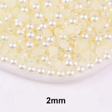 Fancy Multi Colors, 2MM-10MM, 7 Sizes , Flatback Half Round ABS Pearls , Glue On Jewelry Beads Stones Diamond 3D Pattern Design Accessories Glitter Manicure Decal Decorations For Clothes,Bag,Shoes,Cups,Phone Covers,Handicrafts,Diy Trim. - Z24 Beige - View 11