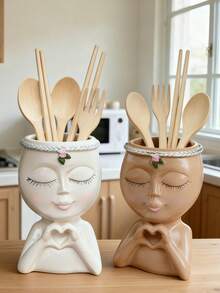 Supporto da cucina adorabile per utensili - Portaposate in ceramica artistica per cucchiai, forchette e bacchette, accessorio per la casa alla moda e pratico, decorazione per spazi di ristorazione moderni, che combina il fascino divertente con la funzione di stoccaggio pratica, perfetto per decorazione della stanza, decorazione della casa, decorazione per compleanni, cucina, matrimonio, camera da letto, soggiorno, regali e decorazione per feste - Multicolore - Visualizzare 1