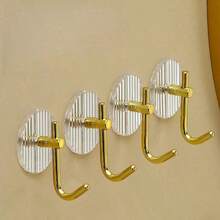 4 خطافات حائط من الأكريليك، رف منشفة لاصق غير انزلاقي، بدون حاجة إلى ثقب، للتركيب على الحائط، مناسب للحمام والغرفة والمطبخ - مربع/شكل حرف J - متعدد الألوان - مشاهدة 11