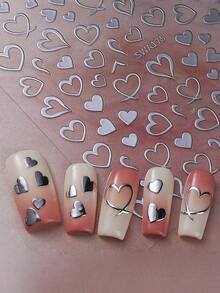 Bộ 3 miếng dán móng tay hình trái tim màu đỏ chủ đề Ngày Valentine, hình trái tim rỗng màu đồng, vàng, bạc, tự dính, miếng dán móng tay tự làm cho Ngày Valentine, đồ trang trí móng tay, phù hợp cho móng tay của phụ nữ và bé gái. - Nhiều màu - Xem 7