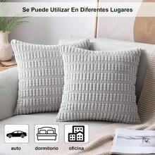 7CDXD Juego de 4 Fundas de AlmohadaFunda de Cojín Decorativas de Pana Suave y Cuadrado 45 x 45 cm Cómodo y Lavable a Máquina para Sofá Cama Automóvil Interior Exterior Decoración de Navidad Gris - gris4 - Ver 4