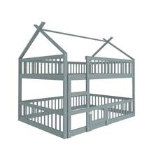 Children's Bunk Bed 140*200, Children's Bed, Bunk Bed With Ladder, Loft Design, Solid Wood Bunk Bed Frame, Grey - Gray + Wood + Wood - View 10