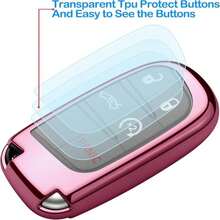 Compatible With Jeep Key Fob Cover With Leather Keychain Soft TPU Protection Key Case For Grand Cherokee Renegade Chrysler 200 300 Dodge RAM Durango Challenger Journey Dart Fiat Smart Key,Black - ColorD - 查看 5