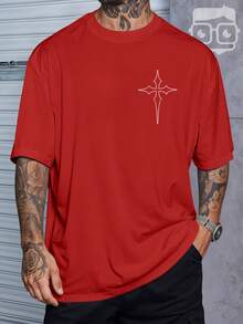 Oversized Gym Cross Streetwear Gothic Urban Style T-Shirt 3258 NERD VEST - Red - View 2