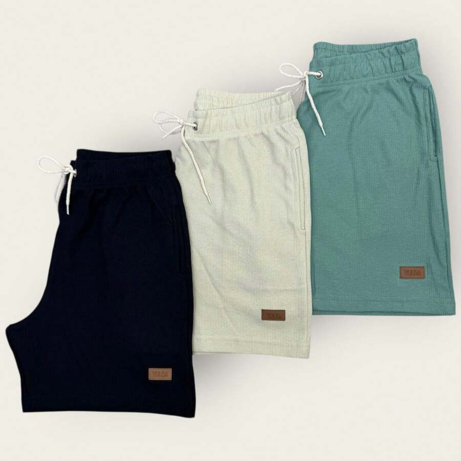 Kit 3 Bermuda Men's Mauricinho Textured Fabric Premium Shorts Casual Basic Gym Training - Mint Green - View 1