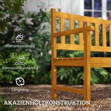 Wooden Garden Bench For 2 People, Weather-Resistant Seating Bench, Garden Furniture With Backrest And Armrests, Folding Park Bench With A Load Capacity Of 320 Kg, Balcony Bench, Wooden Bench For Balcony, Garden, 149x56.5x89cm, Teak - 1 - 查看 7