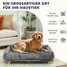 PawHut Dog Sofa, Pet Sofa, Pet Bed, Cushionable And Washable, Natural + Dark Gray - 1 - View 7
