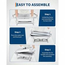 mteryoing 2/4/6 Pack Rectangular Chafing Dish, Single Compartment Stainless Steel Buffet Warmer Set, Complete Food Server For Catering, Wedding Events, Home Parties - 6 件裝 - 查看 5