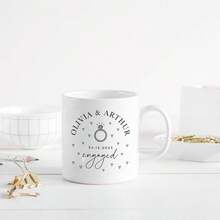 1Pc 11oz Personalised Engagement Mug With Names And Date Engaged Couple Gift Keepsake Coffee Cup For Fiancé Or Fiancée Hen Party Bridal Shower Gift, Christmas Gift - White - View 6