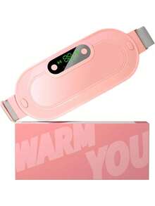 Portable Cordless Heating Pad For Period Cramps |   Fast-Heated Belly Wrap With 3 Heat Levels & 4 Massage Modes |   Menstrual Back/Belly Pain Relief Warm Gift For Women (Pink) - 粉色 - 查看 1