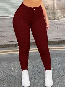 Apperloth A 加大高腰口袋拉链门襟纯色紧身裤音乐节