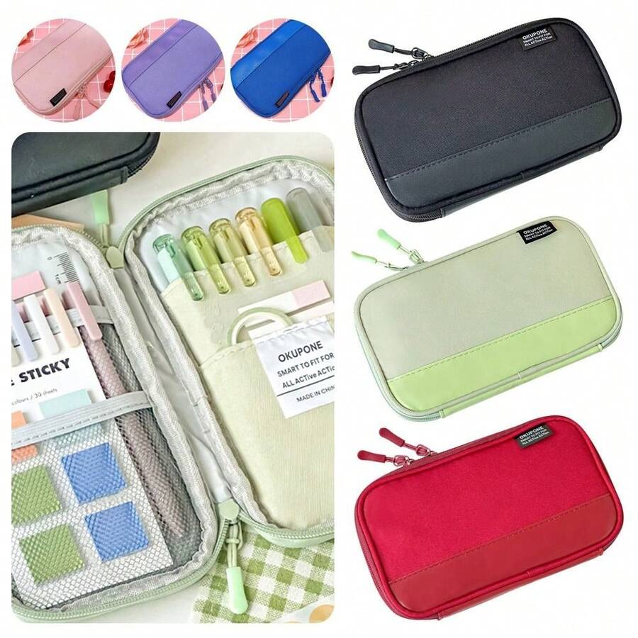 Túi đựng bút Oxford siêu mỏng đơn giản mới, hộp đựng bút chì đa năng, túi đựng đồ dùng học tập cho học sinh - Nhiều màu - Xem 1