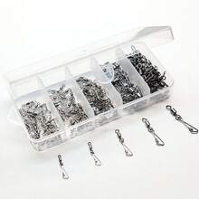 100Pcs/Box Fishing Connector Barrel Swivels Snap 10#-2# Rolling Swivel For Fishhook Link Fishing Lure Accessories