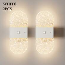 Crystal Motion Sensor Wall Lamp, Acrylic Modern Smart Sensor Wall Light, Night Light, Indoor Motion Sensor Wall Lamp, Wireless LED Wall Light, Wall Lamp, Battery-Powered, Adhesive Design, Rotatable, Portable, Easy To Install, Adjustable Color Temperature And Brightness, Suitable For Hallways, Bathrooms - Multicolor - View 32