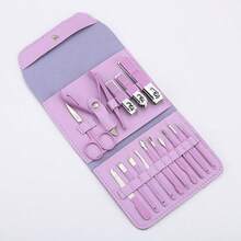 Professional Manicure Kit 16 Pieces - Cuticle Nipper And Nail Clipper In Stainless Steel - Purple - View 12