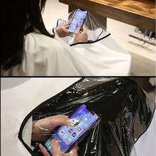 Professional Barber Cloak Strap Front Panel - Heavy-Duty Salon Cloak Strap With Black Trim And White Back Panel - Ideal Gift For Barbers And Clients - Easy-To-Clean Design - Hygienic Hairdressing Barrier - Christmas Gift - Transparent And Sturdy Barber Cloak, Suitable For Barbers And Stylists - Long-Lasting And Practical Use, Barber Clothing Oversized Hairdressing Cape, Barber Shop Cape, Barber Shop Accessories - Multicolor - View 7