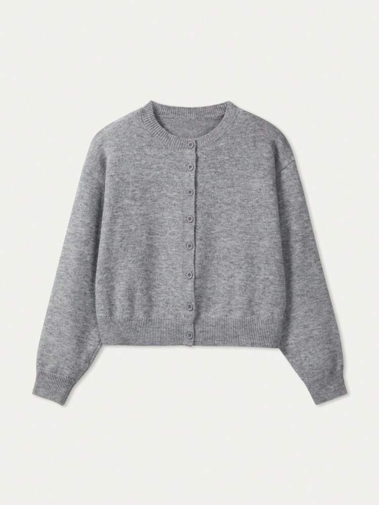 Neue Herbst-Strickjacke mit rundem Ausschnitt und Knopfleiste, langärmelig, in Unifarbe. Sanft, elegant, romantisch, lässig, bequem, modisch, minimalistisch und vielseitig einsetzbar. Geeignet für Ausflüge, den Arbeitsweg und verschiedene Anlässe. Diese Pullover und Strickjacke ist eine ideale Wahl für den Frühling für Damen. - Hellgrau - Übersicht 5