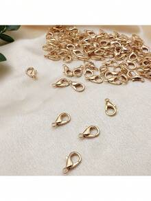 100 pezzi 12*7mm Moschettoni e anelli aperti misti colore oro e argento, accessori per la realizzazione di gioielli come bracciali, collane e altro - kc oro - Visualizzare 2