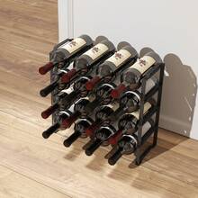 HOMCOM Wine Bottle Rack For 16 Bottles, Metal Storage Bottle Holder, Wine Rack For Kitchen, Dining Room, Black | Impressive. - 1 - View 3