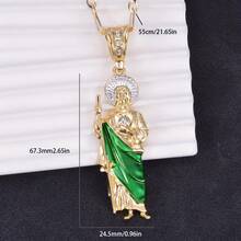 1件墨西哥艺术时尚项链，圣犹达吊坠，男女皆宜的宗教饰品，节日庆典礼物 - 金色 - 查看 16