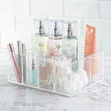 InterDesign Cabinet to Hold Makeup Beauty Products Hair Accessories – 5 Compartments, Clear Clarity Cosmetic & Vanity Organizer, 5 Section, White(Transparente) - Multicolor - Ver 4