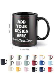 1个可定制陶瓷马克杯/杯子，可定制图案咖啡杯，可定制双面照片/Logo/文字名称 - 大容量，厚杯身，多种颜色可选。个性化照片周年纪念马克杯。 - 多色 - 查看 7