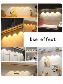1pc Rechargeable Battery Powered LED Night Light With Motion Sensor, 3 Brightness Modes, Wireless Cabinet Light, Adhesive Mounting, Suitable For Kitchen, Hallway, Vehicle, Closet, Display Cabinet, Wardrobe, Smart Cabinet, Living Room, Wall Decor, Bedroom, Home Decor - 彩色 - 查看 5