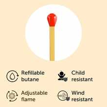 Compact And Refillable Matchstick Lighter - Portable, Adjustable Flame Camping - 木紋色 - 查看 3
