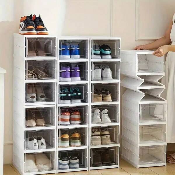 Caja plegable multicapa para zapatos - Caja de almacenamiento de zapatos sin instalación, adecuada para varios escenarios como el hogar, estilo de diseño simple, método de almacenamiento que ahorra espacio para resolver problemas de almacenamiento de zapatos, regalos de Navidad, decoración de habitaciones