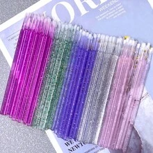 Mollie Lipper 100pcs Removing Swab Crystal Micro Brush Make Up Eyelash Extension Supplies Lashes Accessories Makeup Tools - Multicolor - View 2