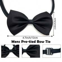 3 Packs 1920s Mens Costume Accessories Gangster Fedora Hat Bow Tie Y-Back Suspenders For Halloween Christmas Carnival Party Black - 如圖 - 查看 4