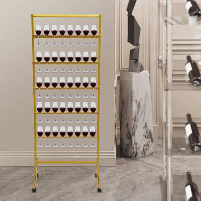 5-Tier Champagne Glass Holder For Party, Metal Champagne Flutes Display Stand With Swivel Casters, Elegant Wine Glass Holder Rust-Proof For Wedding/Bar/Events, In White Black Gold