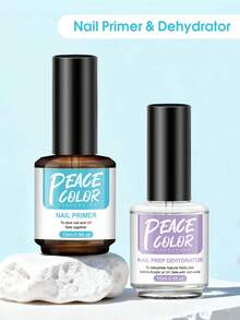 peacecolor 2瓶15毫升指甲底油和脱水剂，无酸美甲护理产品，适用于UV凝胶指甲油底油和脱水剂，适合女性DIY美甲沙龙，圣诞礼物 - 彩色 - 查看 1