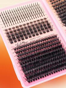 1BOX/2BOXES 640PCS/1280PCS Lash Cluster Set, Individual Cluster Lashes, D/DD Curl 0.35-0.63inch Effect DIY False Lashes, 50D+60D+80D+100D/50D+80D+100D+120DD Mixed Density, Natural Fluffy & Thick, 0.07mm Mink-Like Hair, Includes Eyelash Glue, Tweezers & Brush, For Christmas, Halloween, Party, Daily Wear, Essential Beauty Tools, Beauty & Health, Festive Glam Beauty, Eye Lash Clusters, Individual Eyelashes, Lashes, Fake Lashes - 黑色 - 查看 6