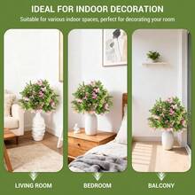 Tzou 2Pcs 2FT Artificial Bougainvillea Trees With Flowers, Realistic Faux Plants With Ground Spikes For Outdoor Garden, Porch, Patio Decor - 粉色 - 查看 6