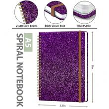 Spiral Journal Notebook For Women, Hardcover A5 College Ruled Notebook, 120 Pages, Thick Paper, Cute Lined Journal For Schoolsss, Office & Work, 6 X 8.4 In(Shiny Purple),ShinyPurple - 閃亮的紫色 - 查看 3