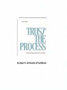 1张无框“相信过程”海报，蓝色极简主义字体，积极励志语录印刷品，宿舍装饰，酷炫公寓美学励志墙画，生日礼物，送给朋友，办公室装饰，无框积极海报，卧室墙画，时髦字体印刷品 - 彩色 - 查看 15