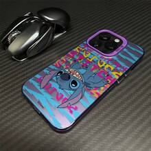 Miniso Disney Lilo & Stitch Graffiti Phone Case, Vibrant Retro Design With Upside-Down Stitch & Bold Typographyfor IPhone 17/17 Pro/17 Pro Max/17 Air/16/15/14/13/12/11/X Series,Iphone 17 Pro Max Case,Iphone 17 Pro Case,Iphone 17 Case,Stocking Stuffers,The Girlfriend,The Chosen,Early Fall Fashion - Pink - View 10