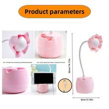 Đèn bàn LED tròn đa năng có họa tiết hoa, ánh sáng trắng bảo vệ mắt cho phòng ngủ, ký túc xá, máy tính để bàn, giá đựng bút, giá đỡ điện thoại, đèn đọc sách, đèn ngủ - nhiều màu - Xem 10