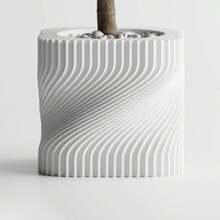 ORIZZONTE Modern Decorative Vase With Intertwined Spiral Structure – Dynamic Minimal Design For Plants, Cactus, Bonsai – Home/Office Gift Idea – Available In 2 Sizes – 100% Made In Italy, Shipping From Italy - 白色 - 查看 4